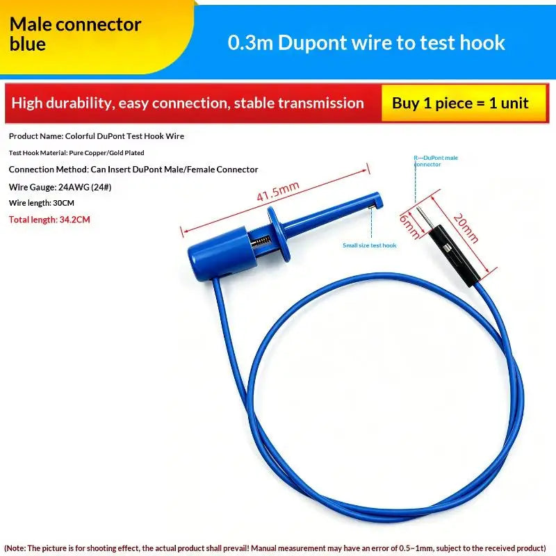 1Pcs Electrical Test Hooks With Male Female Connector Wire Transistor Tester Probe Clip For Multimeter Instrumentation Quake G