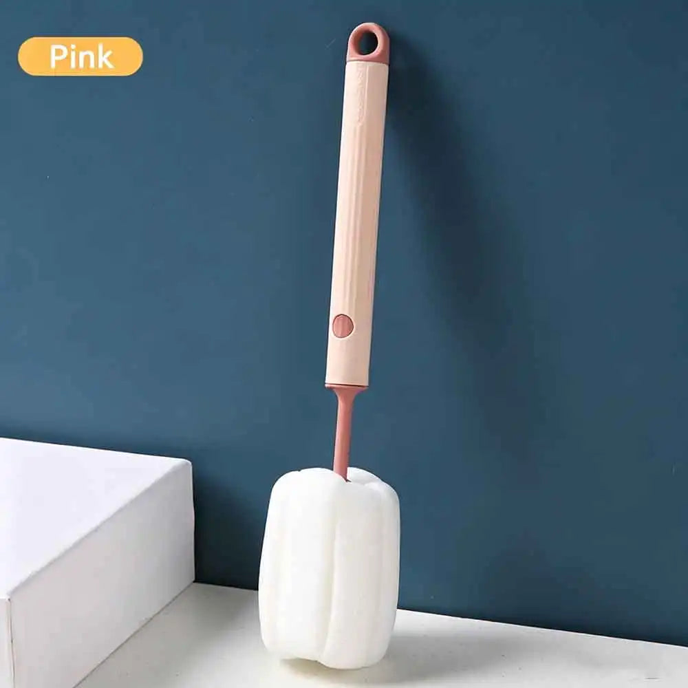 vvocci Bottle Brush Handheld Soft Head Food Grade Watering 360 Degree Rotation Baby Pacifier Cup Nipple Cleaning BrushesSilicone Quake B36 Pink