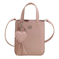 Trendy Pu Leather Shoulder Bag Chic Versatile Small Square Bag High Quality with Love Keychain Pendant Crossbody Bags for Women Quake Purple