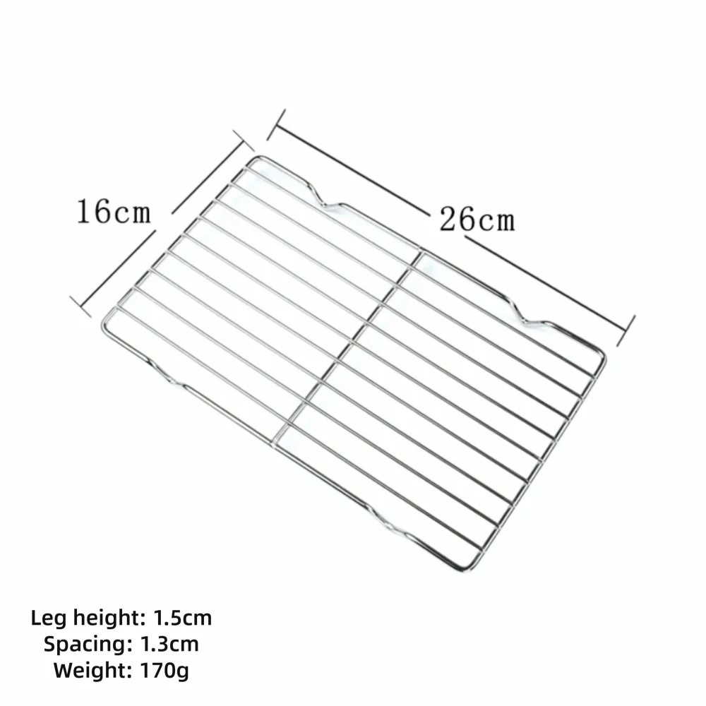 New Stainless Steel Cooling Rack Non-stick Silver Baking Tray Grill Plate Quake 26x16cm