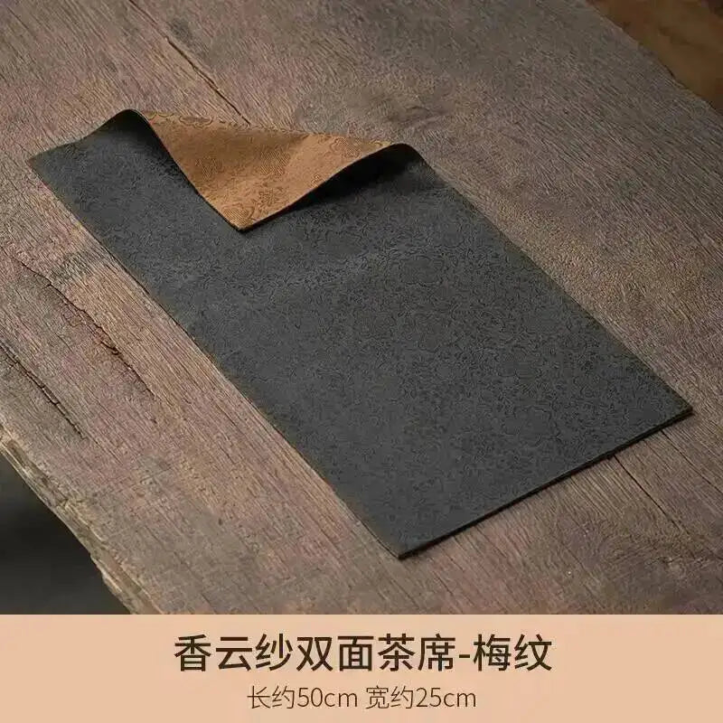 Gauze Double-sided Dry Tea Mat Teapot Mat Chinese Zen Table Flag Tablecloth Tea Mat Tea Ceremony Quake Tea Mat Plum Pattern