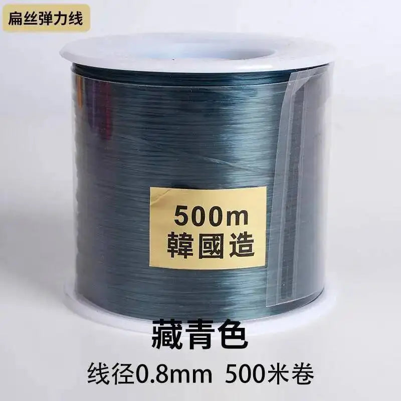 500M 0.8mm Flat Crystal Elastic Thread Bracelet String Leather Band Rope Wearing Bracelet Elastic Thread Buddha Bead Thread Quake 9 0.8mm 500m