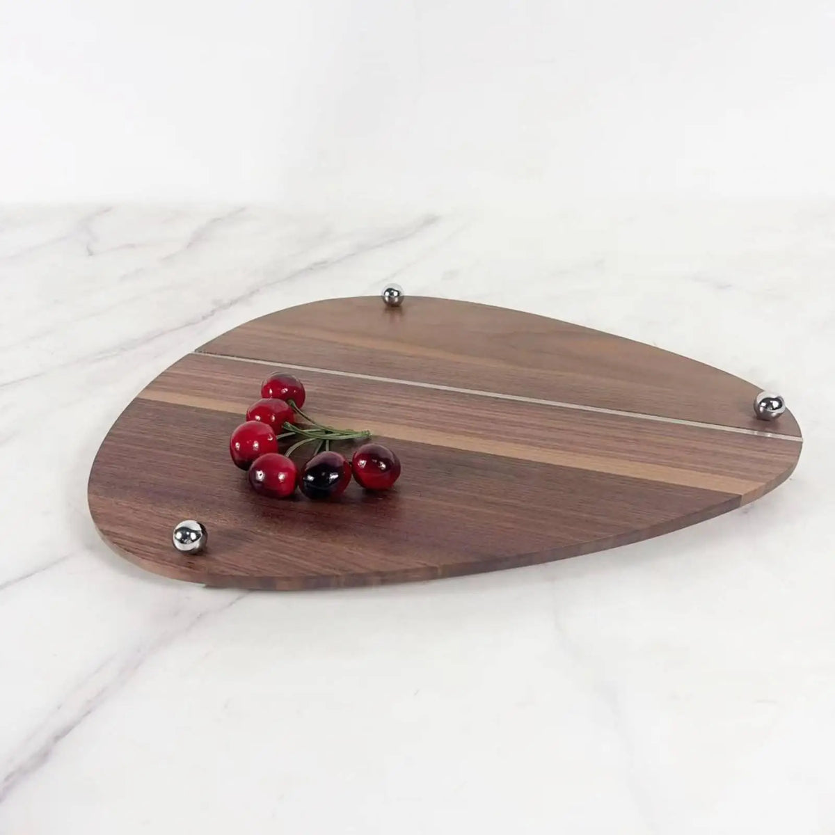Walnut and Steel Decorative Tray Modern Design for Coffee Table, Kitchen Counter Quake