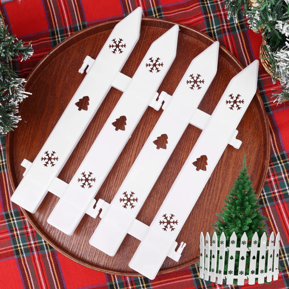 10/5PCS Plastic Fence White Courtyard Fence Christmas Tree Ornaments Indoor Garden Fence Christmas Home DIY Decoration Supplies Quake