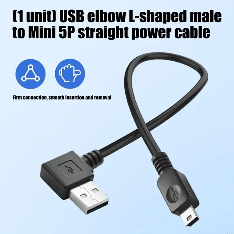 Older Mini USB Device Power Cable with USB-A End, 26 Black PVC Cable for Space Saving Desk Side and Close K1KF Quake CN