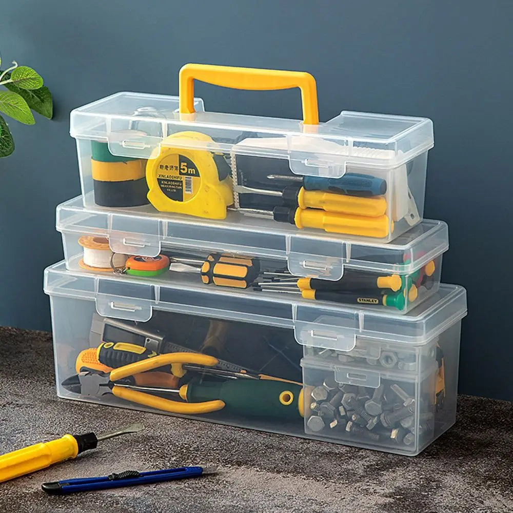 Multifuntional Plastic Hardware Tool Box Transparent Tool Organizer Tool Storage Box Toolbox Household Parts Box Quake