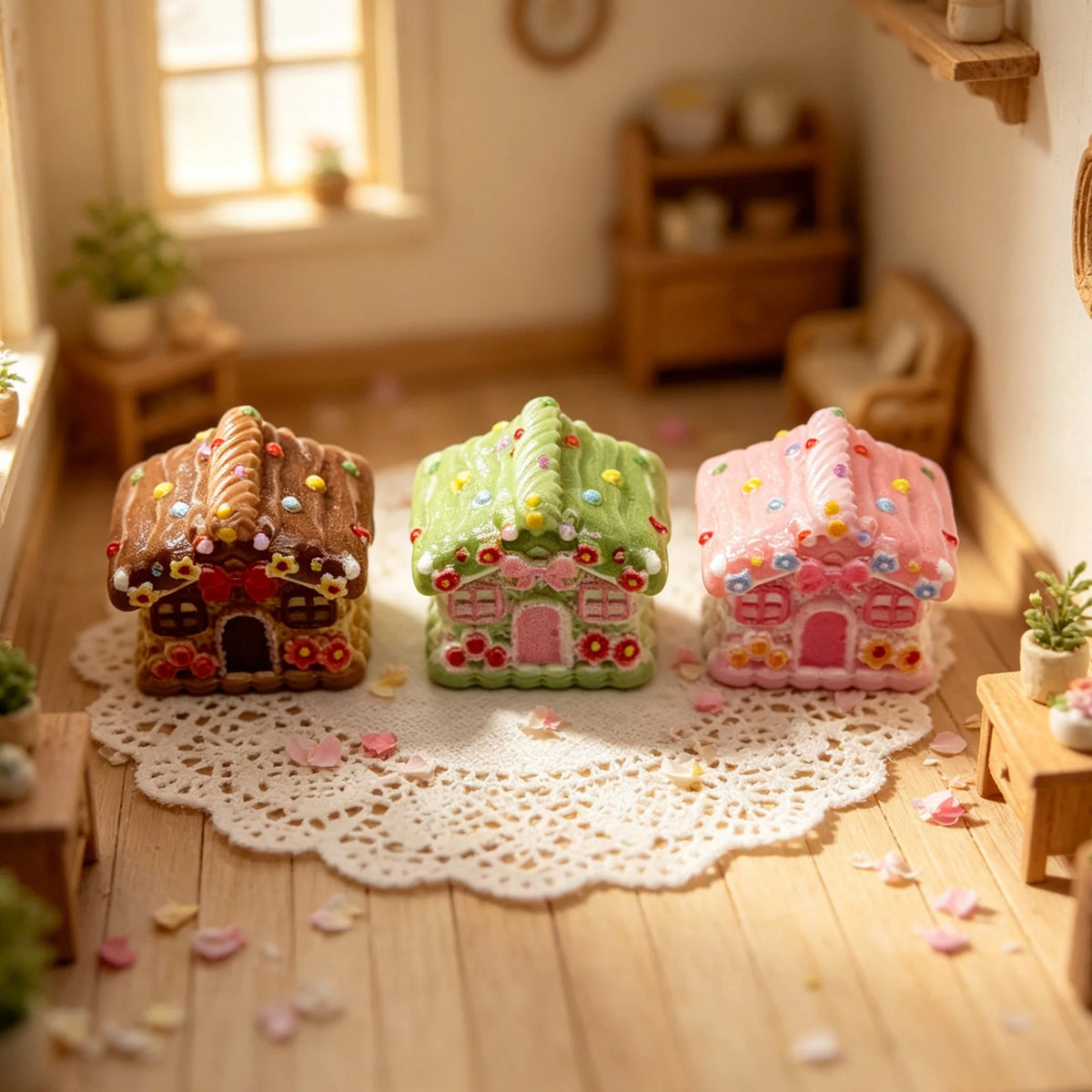 20Pcs Miniature Cute Woodland House Resin For Micro Landscape Simulation Desk Model DIY Play Toys Decor Dollhouse Accessories Quake random mixed