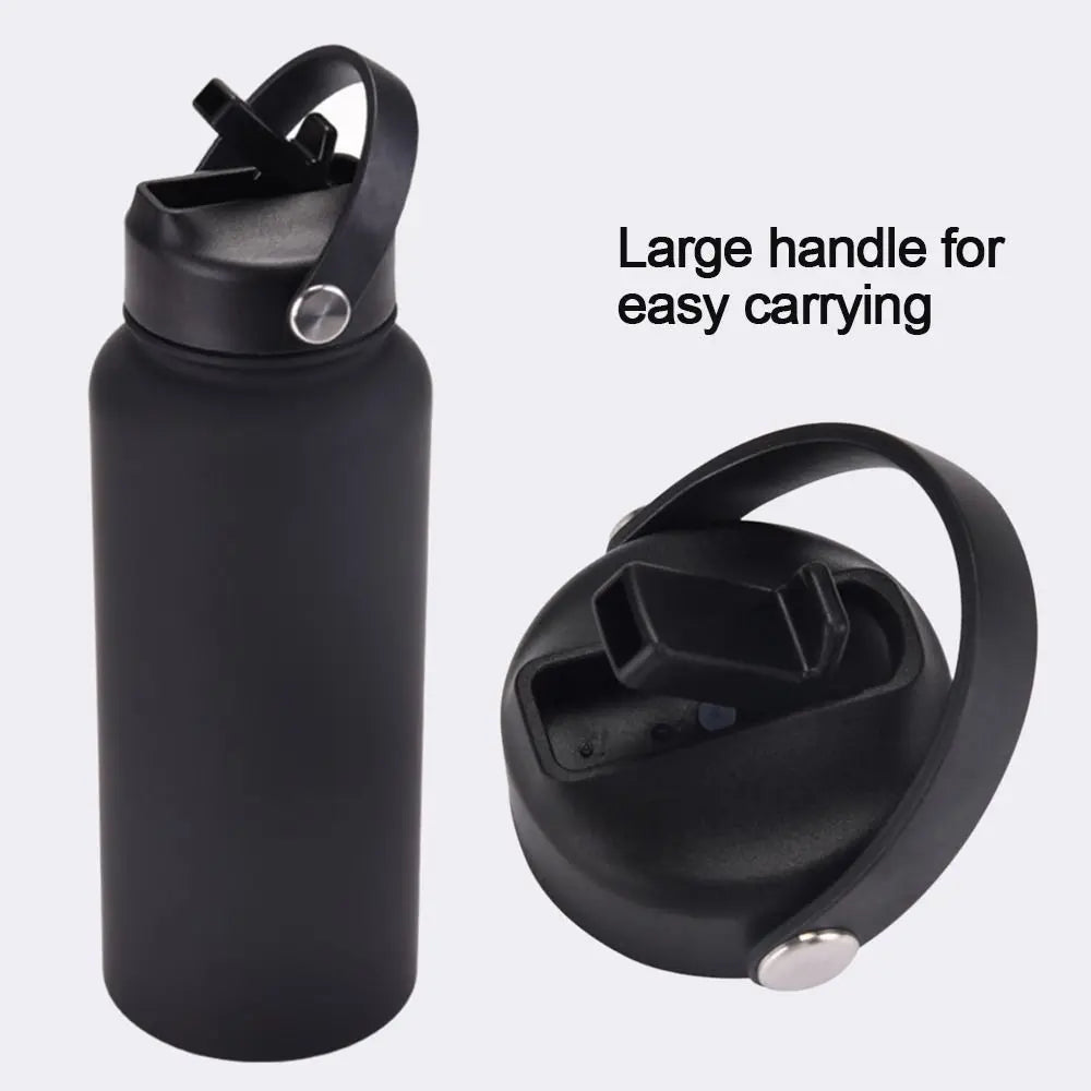 PP Plastic Cup Lid Splash Spill Proof With Big Handle Vacuum Bottle Replacement Lid Wide Mouth Bottle Cover Quake