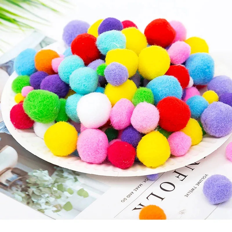 10mm 100/200/300pcs Colorful High-Elastic PomPom Balls - Cat Play Toy, Interactive Feline Enrichment & DIY Hobby Accessory Quake