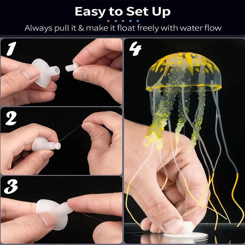 Simulated Jellyfish Fish Tank Decoration, Used For Fish Tank Aquarium Scenery, Can Emit Fluorescence at Night Quake