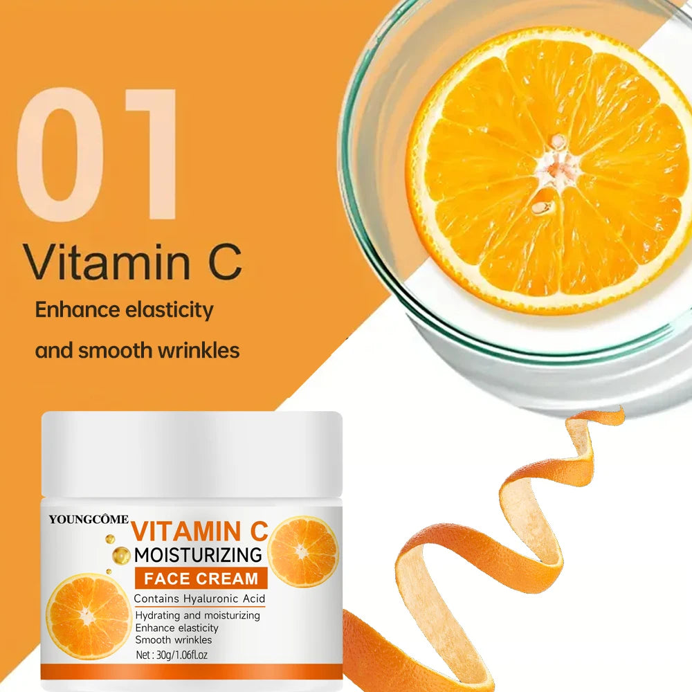 Vitamin C Moisturising Cream Repair Anti-aging Essence Facial Skin Care Contains Hyaluronic Acid Dark Spot Remover Moisturizing Quake