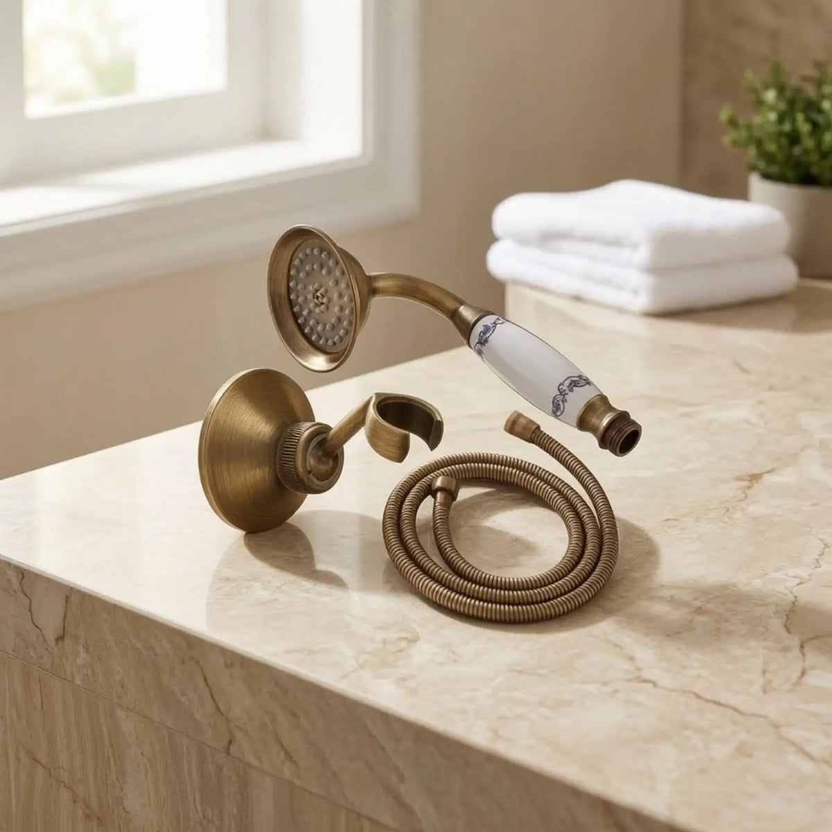 Vintage Toilet Bidet Sprayer Handheld Rinser Antique Bronze with Wall Mounted Holder Flexible Hose for Bathroom Kit Quake