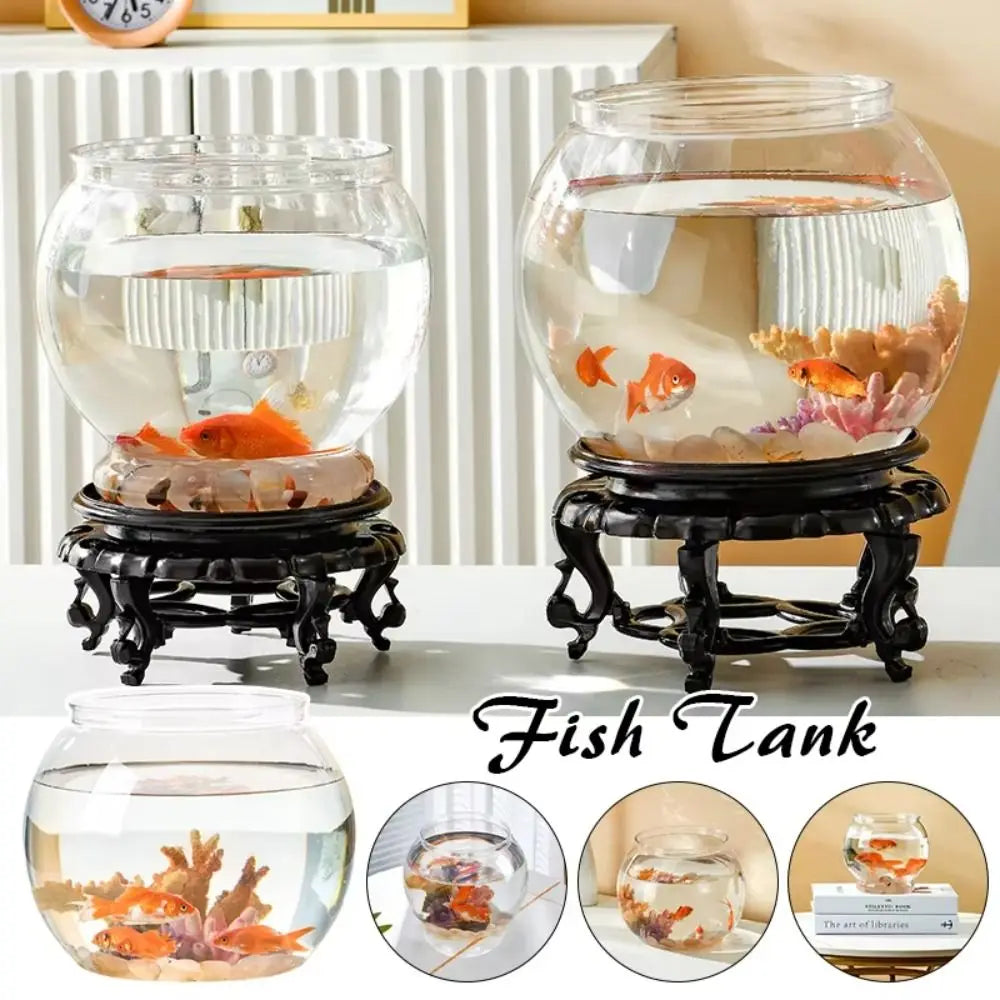 New Transparent Fish Tank Round Unbreakable Aquarium Plastic Lightweight Small Fish Bowl Home Decor Quake