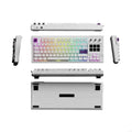 Gaming Keyboard with LCD Display Pads, 3 Pressable Knobs, Changeable Contact Mounts and Color Desk Lighting for Desktop Use K1KF Quake White CN