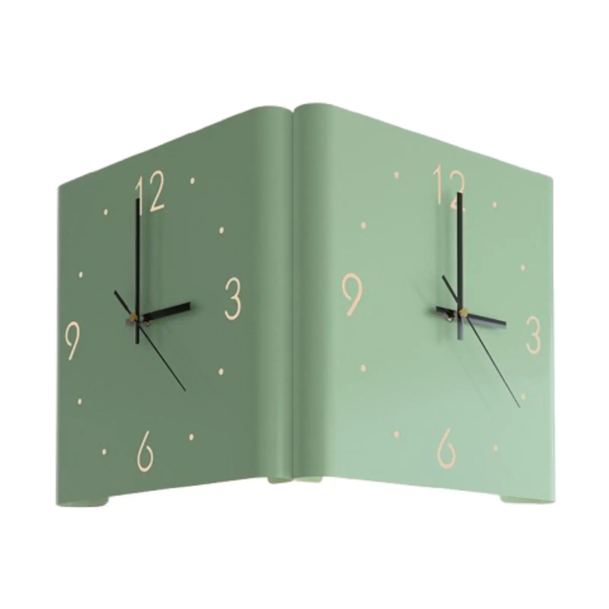 Modern Creative Wall Clock with Numeral Scale Silent Double Sided Clock Minimalist Metal Hanging for Bedroom Corridor Quake Light Green