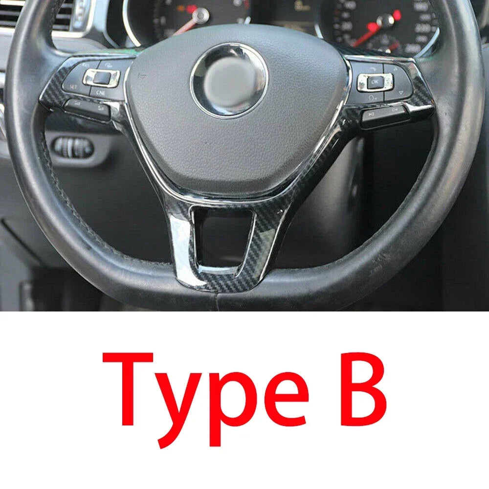 For Volkswagen VW Jetta MK6 2015 2016 2017 2018 Carbon Fiber Look ABS Car Interior Steering Wheel Frame Trim Cover Decoration Quake