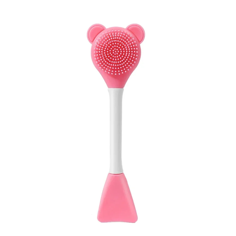 vvocci Double Head Facial Mask Silicone Applicator Spoon Spatula Stirring Stick Women Skin Face Cleansing Care Home Makeup Tools Quake M5 Pink