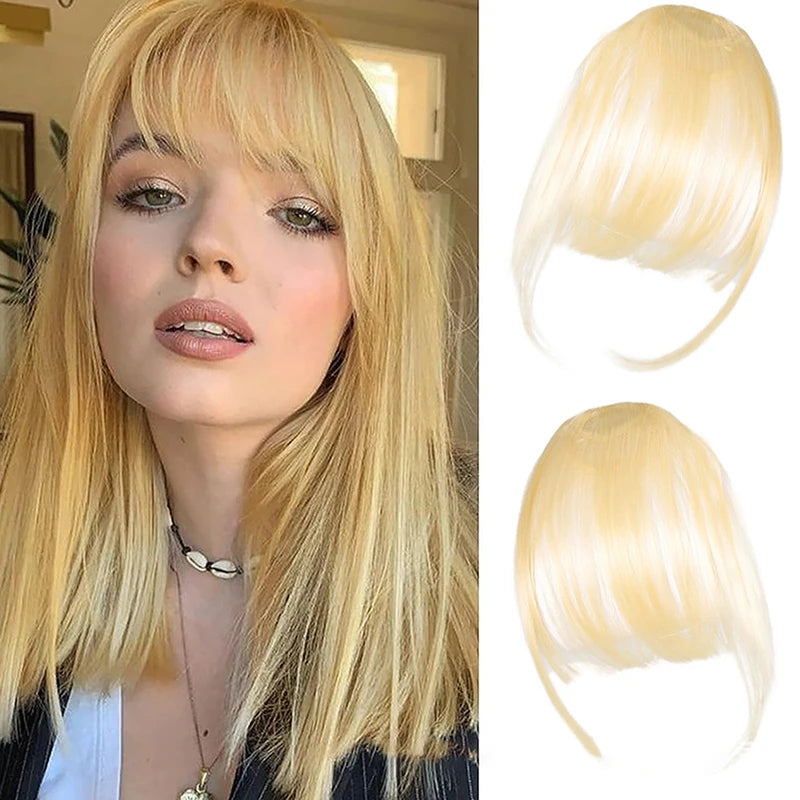 Synthetic Fake Air Bangs Natural Hair Extension Front Fringes Hairpiece Black Brown Clip In Bangs Double Sideburns Hair Styling Quake Style13
