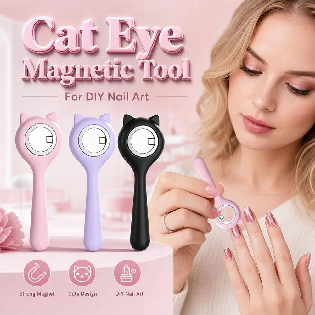 Cute Ring-shaped Cat Eye Magnet for Nails,Portable Hollow Circular Cat Eye,2-in-1 Circle Y Shape Nail Magnet Tool For Home DIY Quake