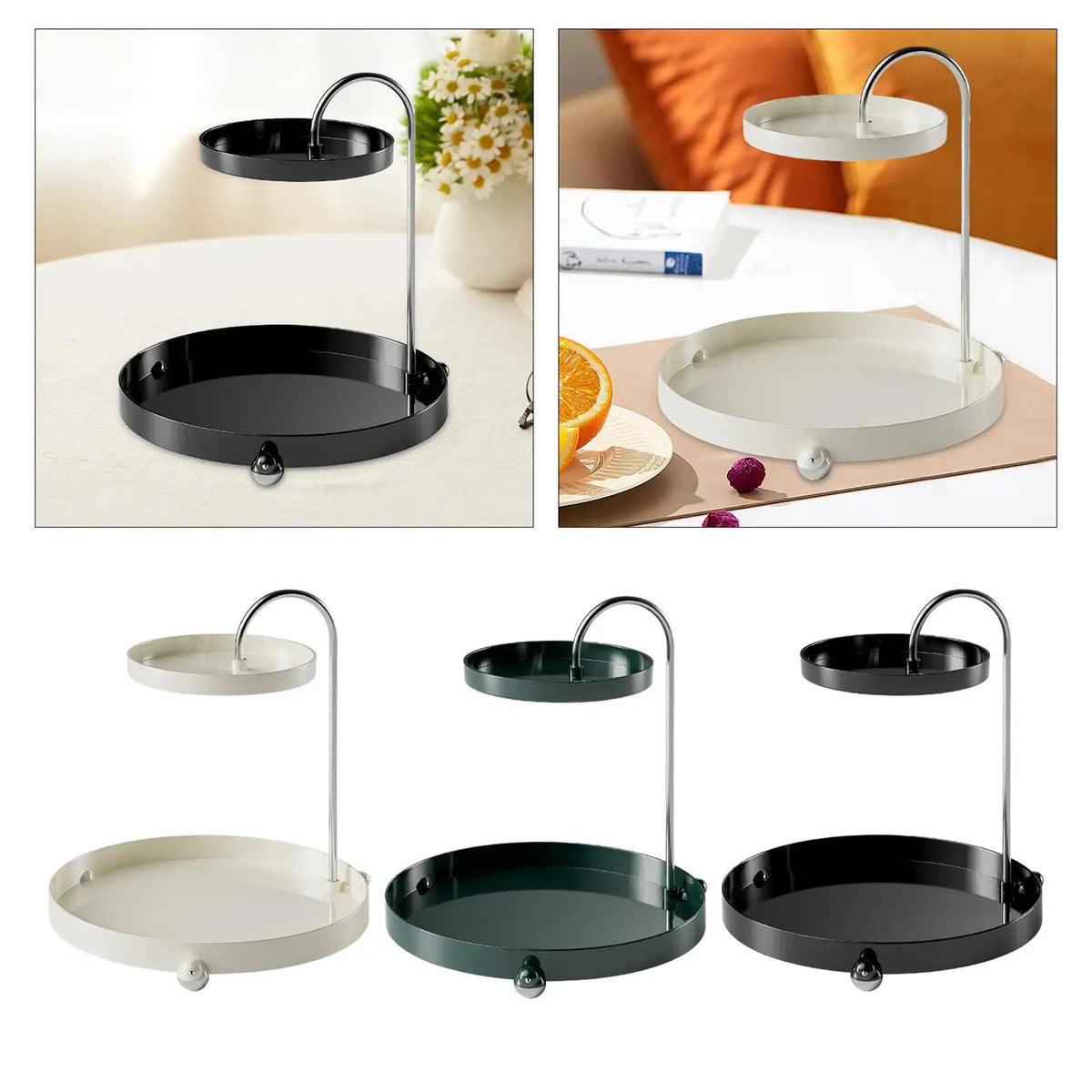 2 Tier Storage Rack, Bathroom Tray Holder, Rotatable Pantry Organization for Bedroom, Shower Dresser Bathroom Quake