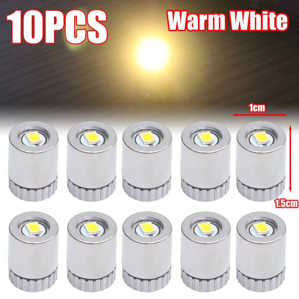 10Pcs Durable Small Mini LED Light Battery Powered Colorful Light Bulb Electronic Toys Accessories for Lantern Wick Base Quake 10Pcs Warm White