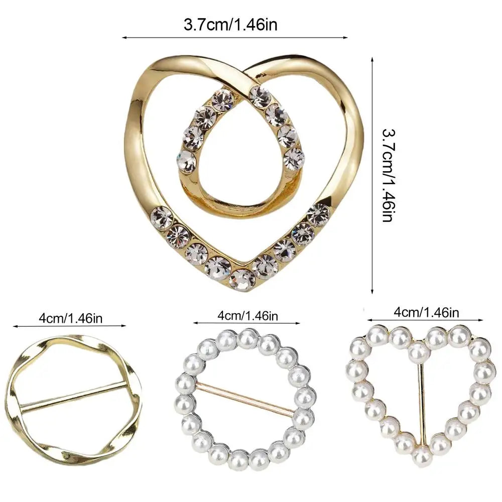 Silk Scarf Ring Clip Metal 4 Pieces Scarf Buckle Elegant Secure Classic Women Fashion Metal Buckle for Formal Business Meeting Quake Gold