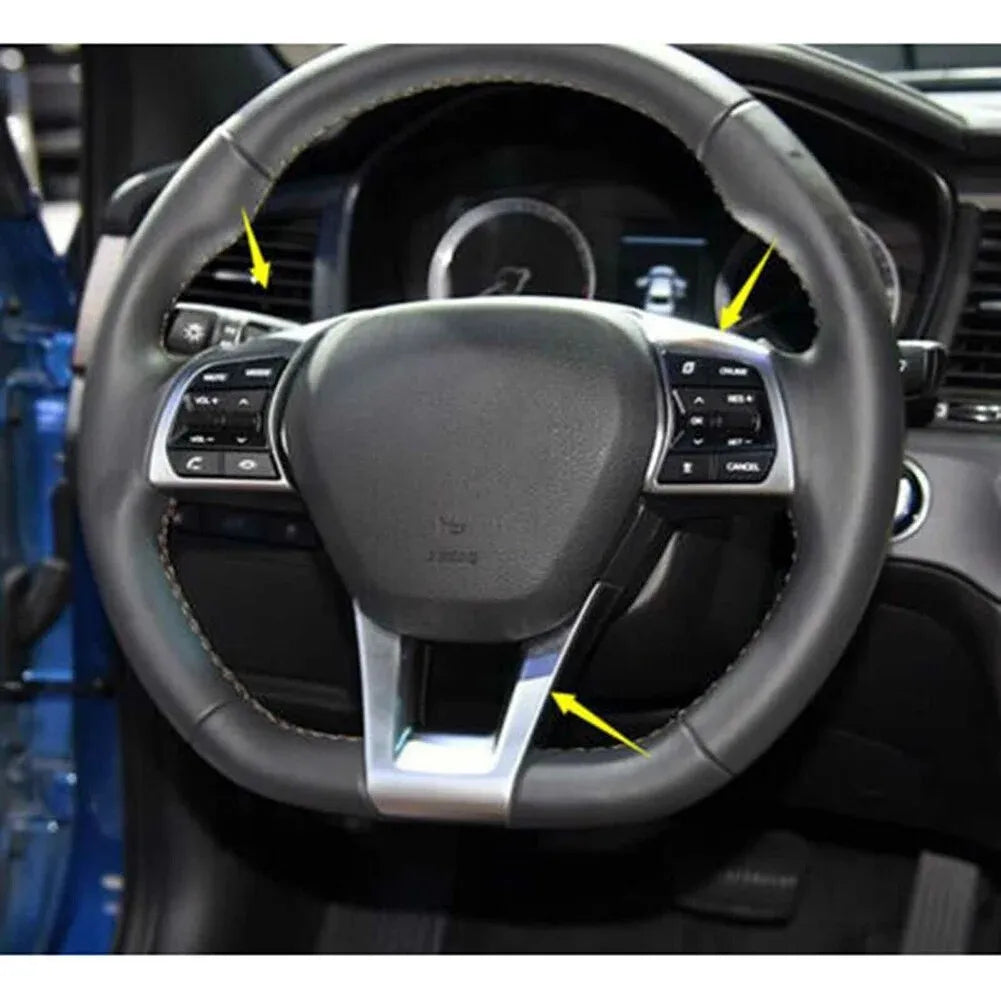 For Hyundai Sonata 2015-2019 ABS Carbon Fiber Style Inner Sticker Car Interior Steering Wheel Cover Trim Frame Decotation Auto Quake