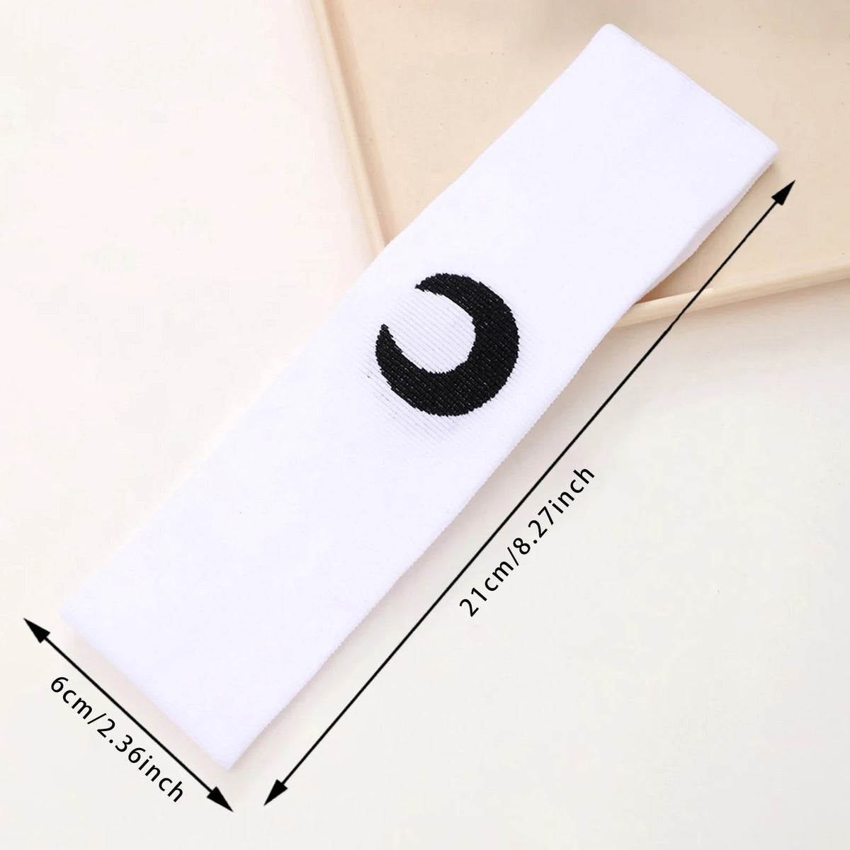 Street Style Personalized Star and Moon Headband Knitted Breathable Butterfly Embroidery Head Scarf for Running Yoga and Sports Quake moon white