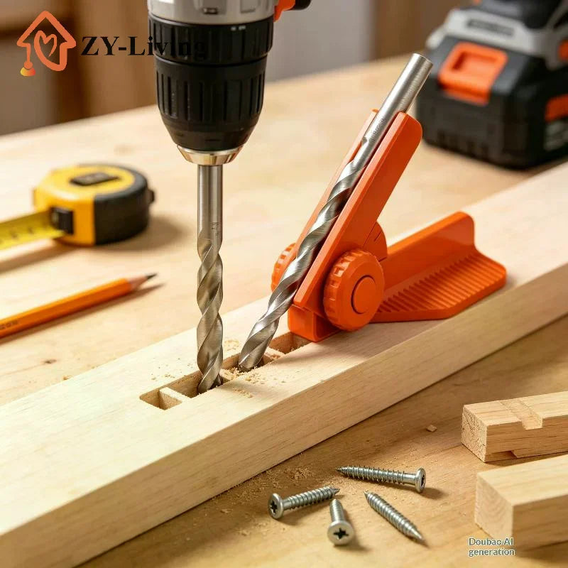 5-Angle Adjustable Drill Guide 0°30°45°60°90° Precision Positioning Drill Jig 3 Length Replaceable Portable Woodworking DIY Tool Quake