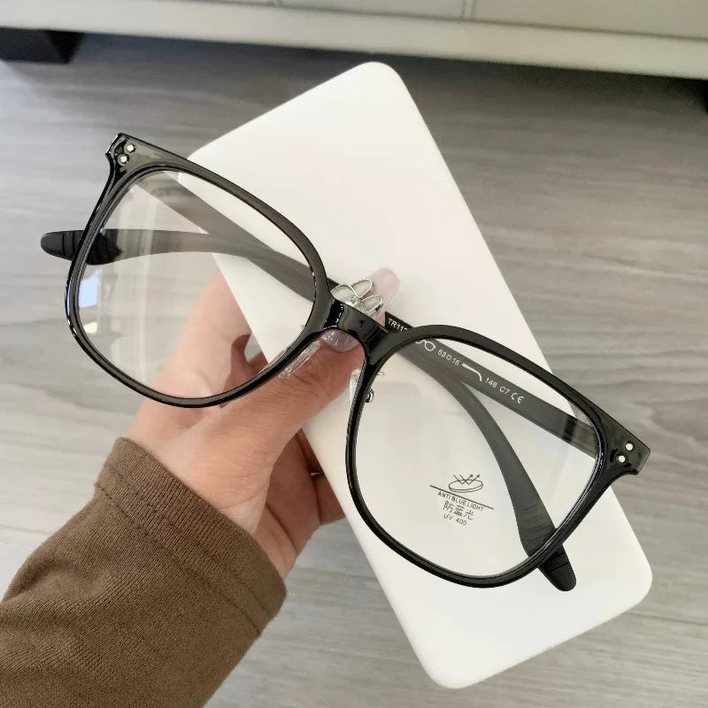 Ultra Light Big Frame Anti Blue Light Glasses Square Face Slimming Eyewear Fashion Computer Eye Protection Daily Office Glasses Quake