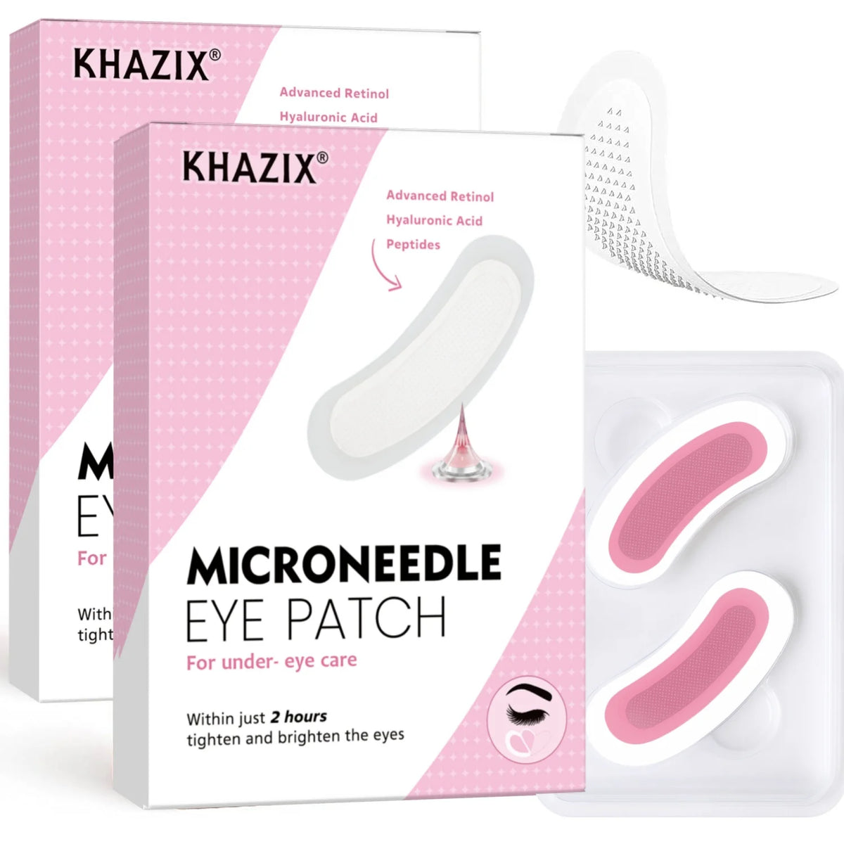 Retinol Microneedle Eye Patches with Hyaluronic Acid & Firming Peptides,for Forehead, Eye Area, Crow's Feet & Smile Lines,1Pair. Quake pink fense