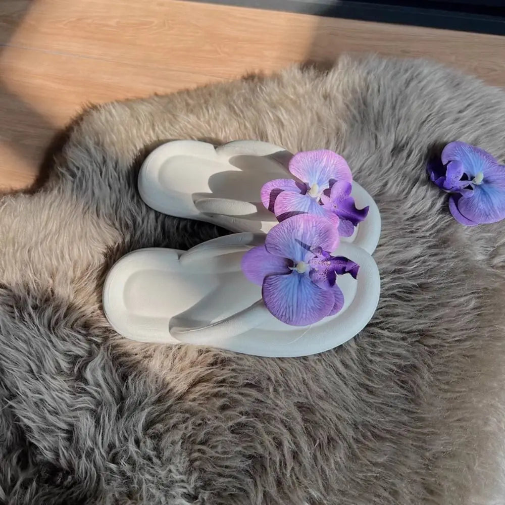 Fashion EVA Flip Flops Butterfly Orchid Anti-Slip Sandals Summer Herringbone Slippers Summer Quake