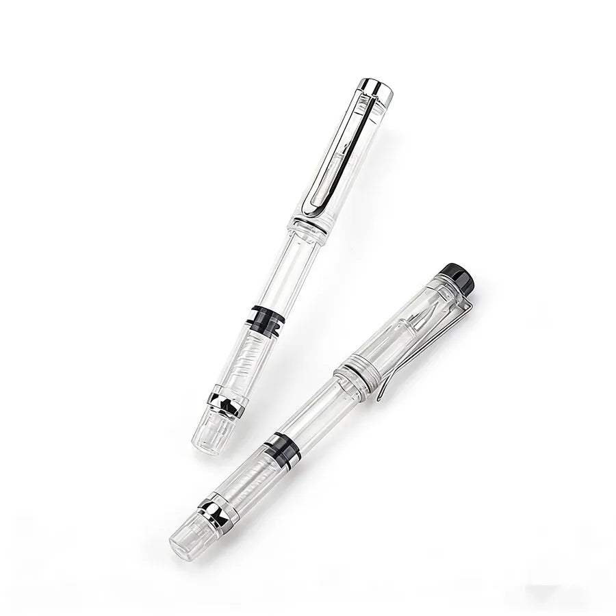 Special Offer Piston Fountain Pen Fine Nib 0.5mm Transparent Piston Ink Pen School Business Office Gift Writing Pen Quake