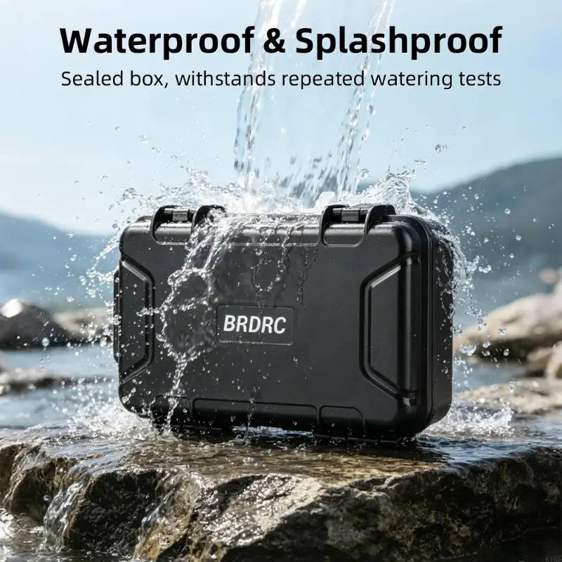 Protective Action Camera Set Case with Hard Shell, Carry Handle, Carabiner Clip and Wrist Cord for Neat Travel Storage and Daily Quake