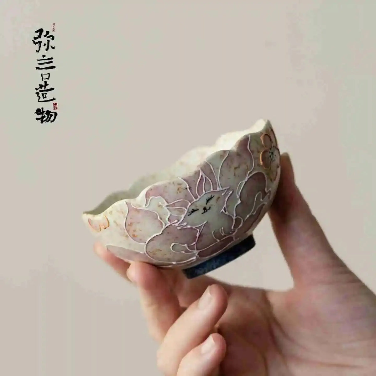Hand-painted Nine-tailed Ceramic Tea Cup Floral Rim Master Cup Tea Tasting Cup Kung Fu Teacup Чайная чашка Quake