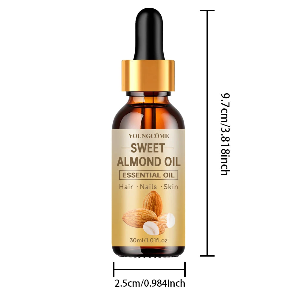 Pure natural sweet almond oil essential oil, hair moisturizer, suitable for hair, face and body,suitable for all hair types Quake 30ml