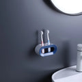 No Punch Bathroom Toothbrush Holder Wall Mounted Toothpaste Shelf Toilet Tooth Set Storage Rack Toothbrushes & Accessories Quake Blue