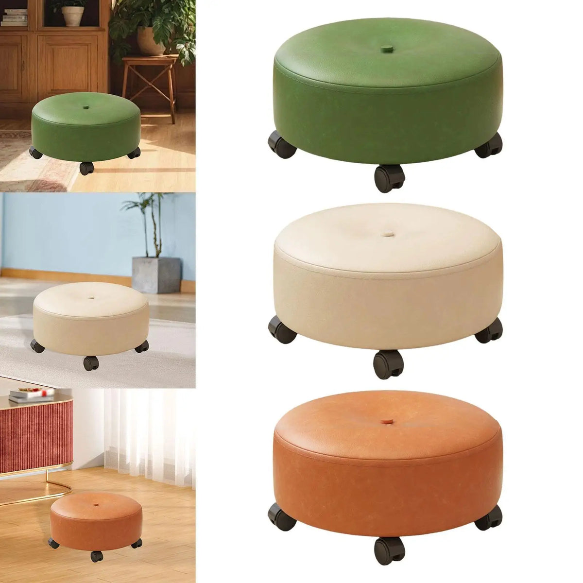 Low Rolling Stool with Wheels Low Rolling Stool Swivel Rolling Low Stool Sofa Stool for Office Bedroom Home Playroom Garage Quake