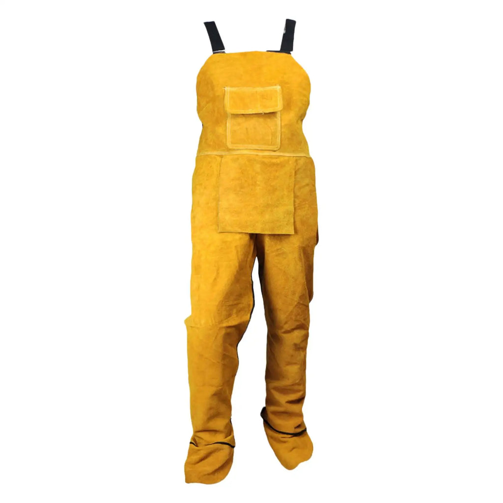 Heavy Duty Cowhide Leather Welding Apron Split Leg with Pockets Tool Yellow Quake