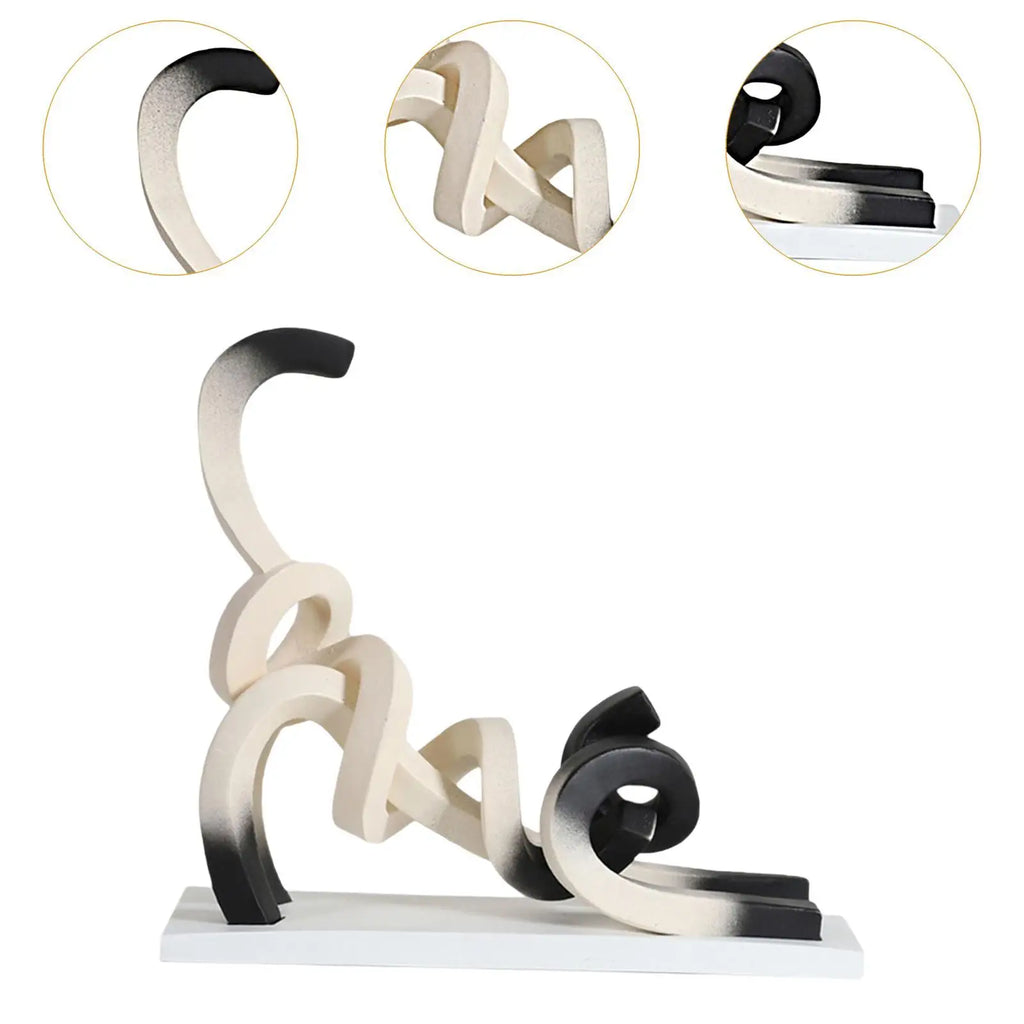 Abstract Cat Figurine,Resin Figure Dorm Line Crafts Statue Minimalist Art Quake