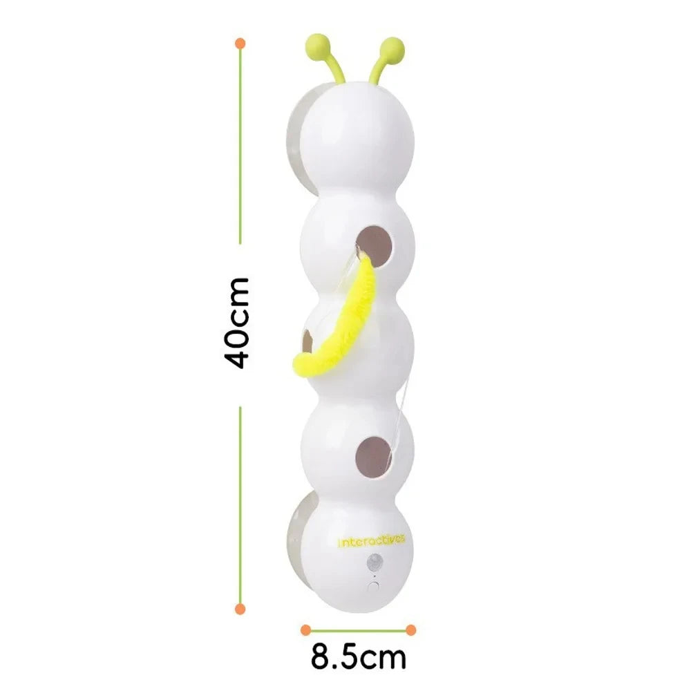 Caterpillar Interactive Cat Toy Motion Activated Wack A Worm Post Toy Rechargeable Automatic Teasing Cat Toy with Tail for Cats Quake