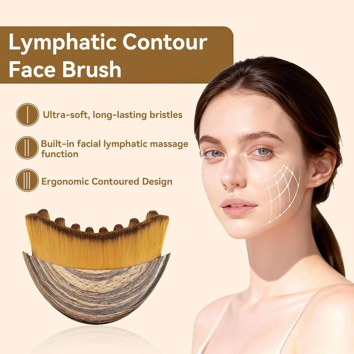 2 PCS Lymphatic Contour Face Brush, Lymphatic Drainage Brush for Face, Chin & Neck. Features a Newly Upgraded Ergonomic Design Quake