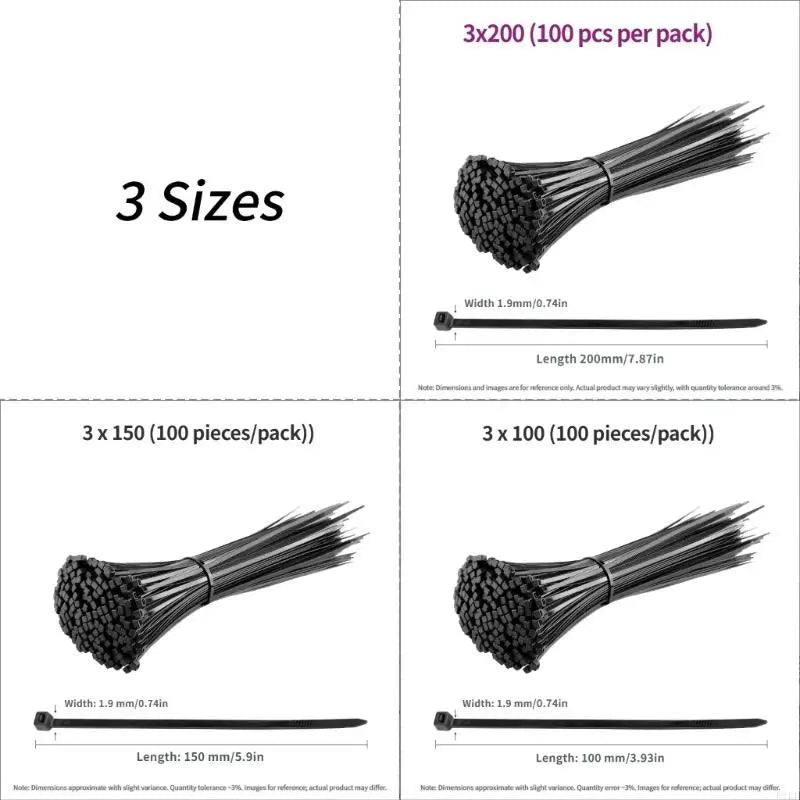 100Pcs Nylon Cable Ties Adjustment Cord Ties Straps Fastening Reusable Plastic Wire Ties For Home K1KF Quake