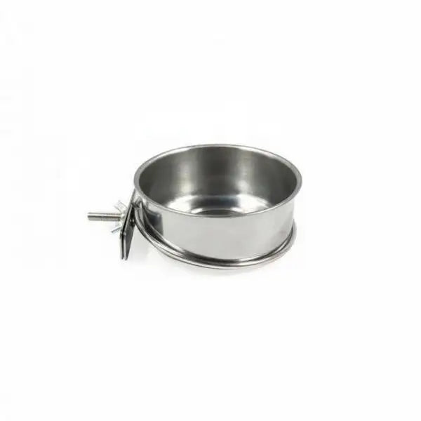Robust Stainless Bird Feeder Bowl Attach on Cage Dish for Parrot Meals and Hydration Routine Quake