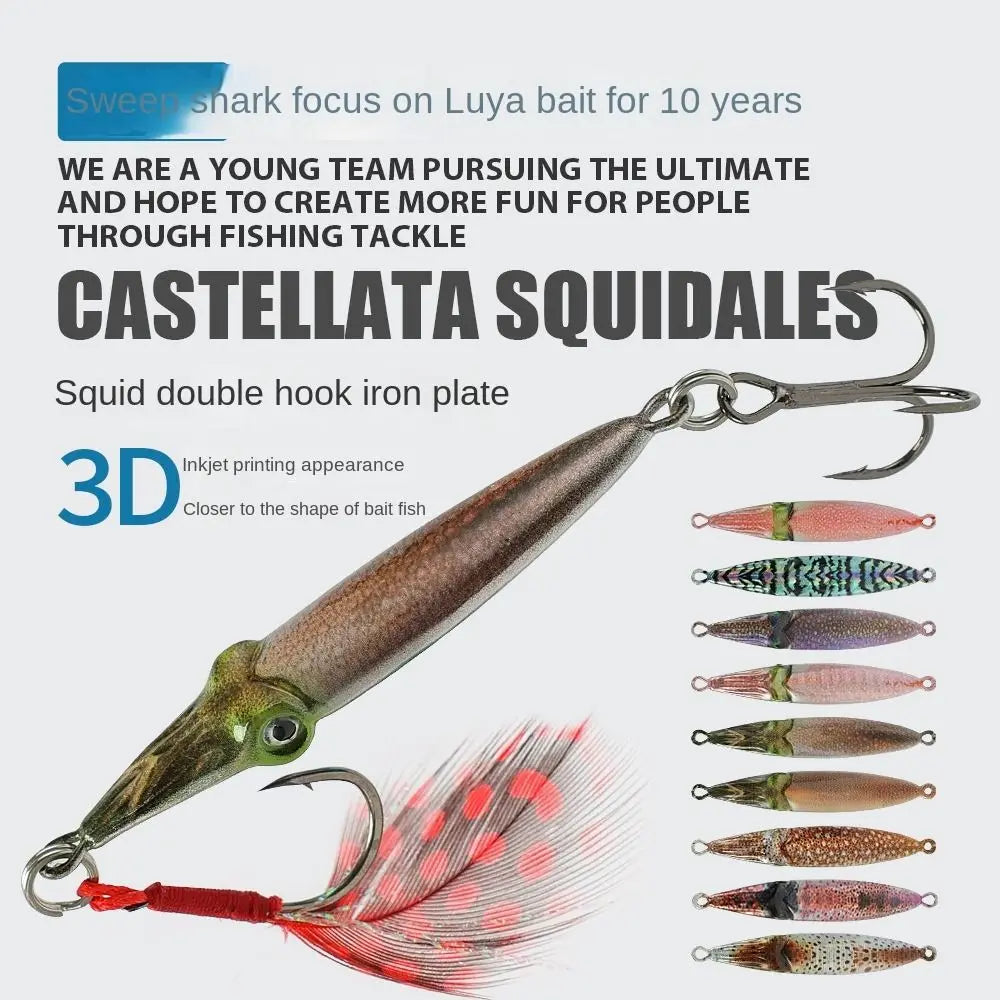 Universal Metal Fishing Lure 3D Eyes jigging Hard squid Bait Lifelike Wobblers Artificial Bait Outdoors Quake
