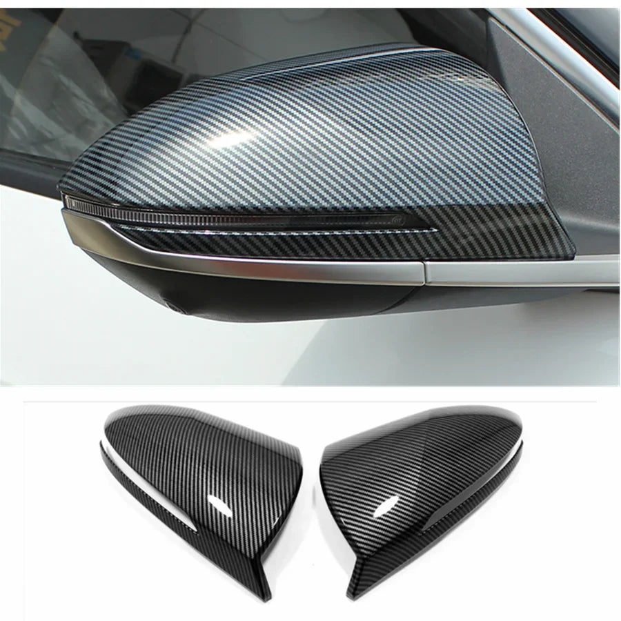 For Hyundai Tucson NX4 2021-2023 Car Rearview Side Mirror Cover Wing Cap Exterior Door Rear View Case Trim Carbon Fiber Look Quake Carbon