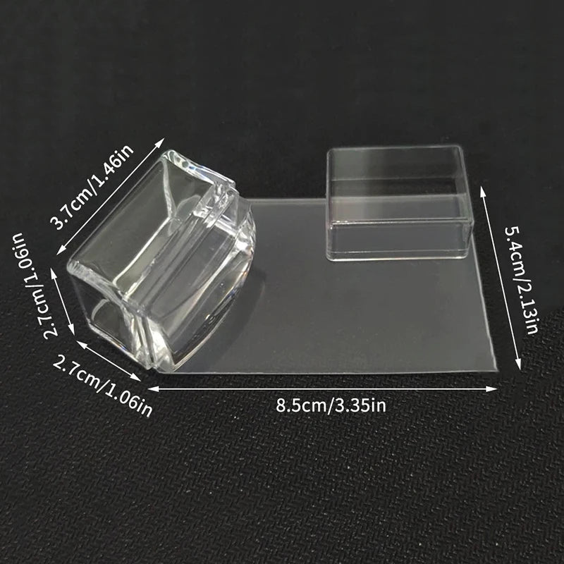 Transparent Rectangle Nail Art Stamper With Scraper Silicone Head Transfer Tool Fast Clear Jelly French Stamping Manicure Quake onesize