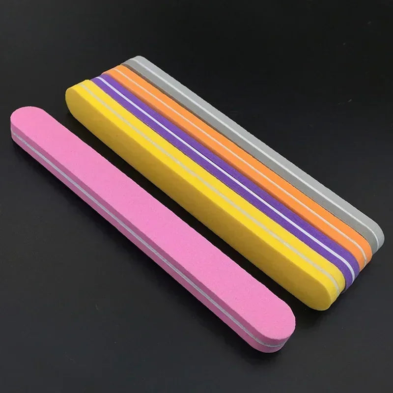5pcs Double Side Nail Files Buffer Round Head Trimmer Nail Buffer Angle Nail Art Tools Buffing Washable Sponge Quake