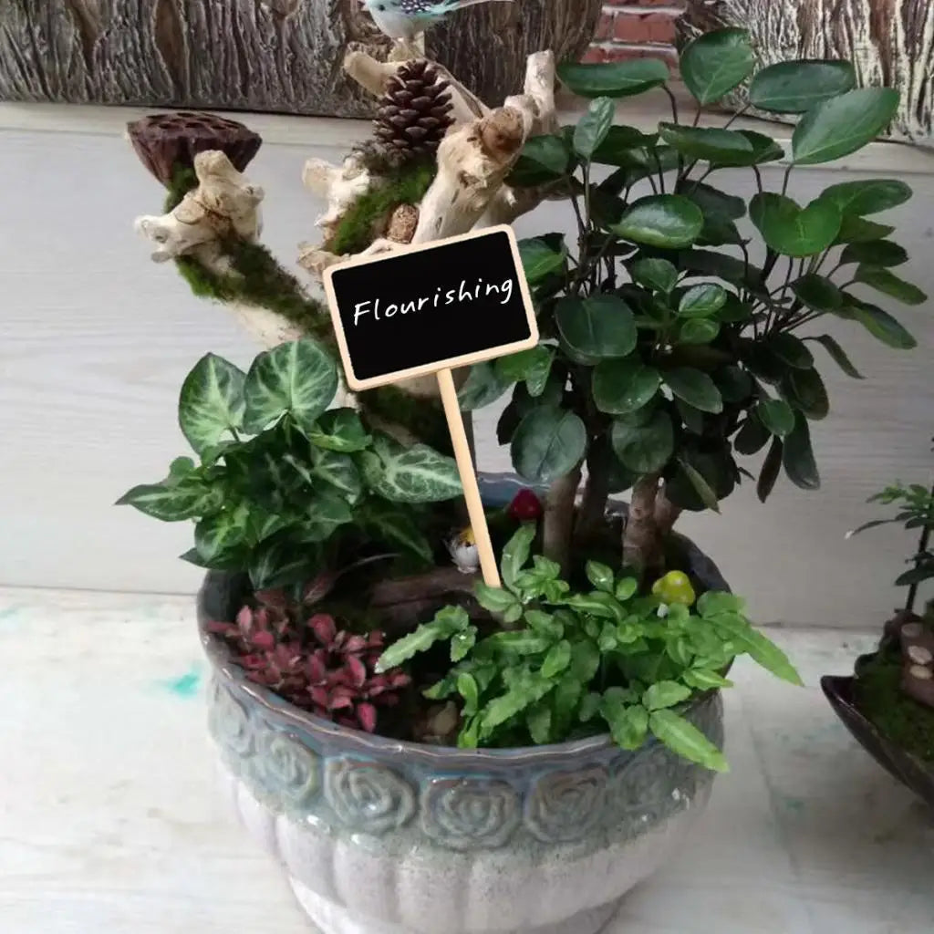 2x 10pcs Wood Plate Tag Mini Chalkboard Blackboard Wood Plate Table Tags Favor Quake
