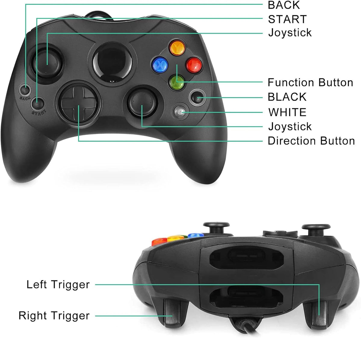 Wiresmith Classic Wired Original Xbox S-Type Controller Quake